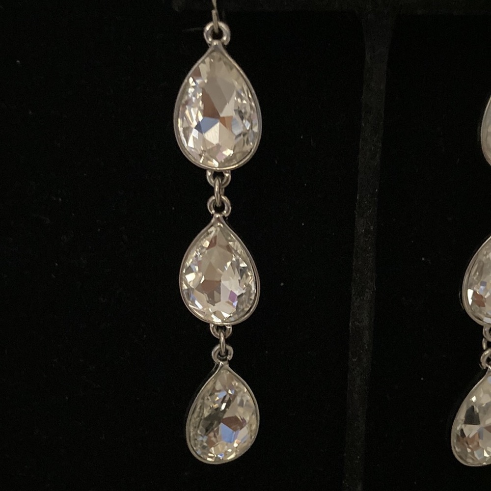 Crystal Teardrop Chandelier Earrings - Picture 2 of 2